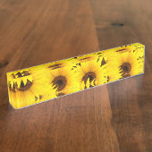 Porte-nom Pour Bureau Arrière - plan de tournesols (Taille)