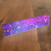 Porte-nom Pour Bureau Arrière - plan rose brillant (Taille)
