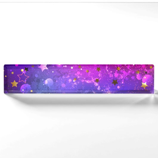 Porte-nom Pour Bureau Arrière - plan rose brillant (Devant)