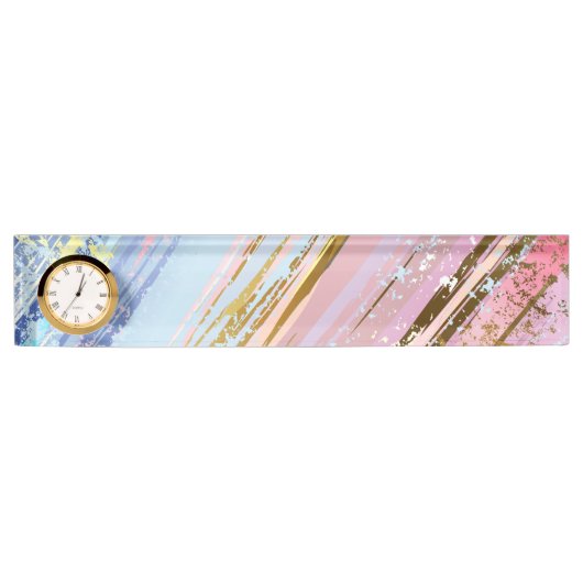 Porte-nom Pour Bureau Arrière - plan rose texturé (Devant)