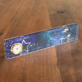 Porte-nom Pour Bureau Arrière - plan spatial avec étoiles (Taille)