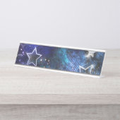 Porte-nom Pour Bureau Arrière - plan spatial avec étoiles (Devant)