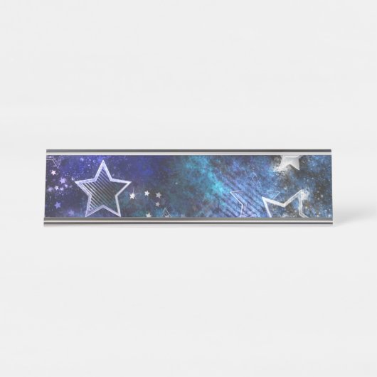 Porte-nom Pour Bureau Arrière - plan spatial avec étoiles (Devant)