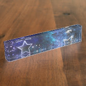 Porte-nom Pour Bureau Arrière - plan spatial avec étoiles (Taille)