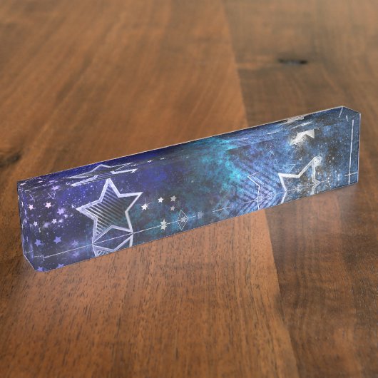 Porte-nom Pour Bureau Arrière - plan spatial avec étoiles (Taille)