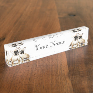 Porte-nom Pour Bureau Art de bouledogue français