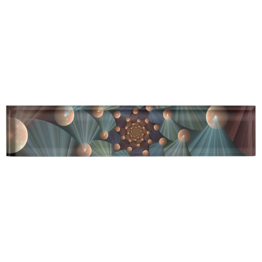 Porte-nom Pour Bureau Art Fractal Abstrait Avec Profondeur Bleu Brown Ar (Devant)