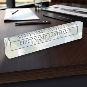 Porte-nom Pour Bureau Art moderne Abstrait avec nom et titre professionn