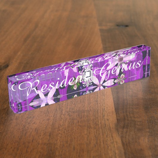 Porte-nom Pour Bureau Art rose et pourpre de fleur (Taille)