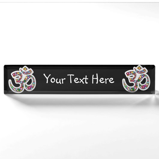Porte-nom Pour Bureau Art symbolique floral Namaste (Devant)