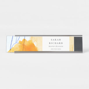 Porte-nom Pour Bureau Artistic Abstrait bleu aquarelle
