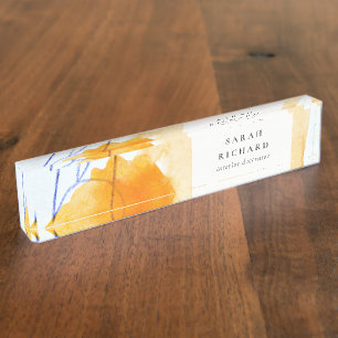 Porte-nom Pour Bureau Artistic Abstrait bleu aquarelle