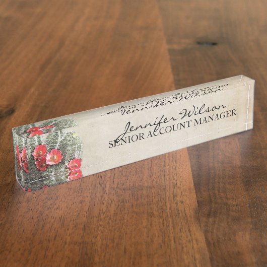 Porte-nom Pour Bureau Artwork de fleurs de cactus (Taille)