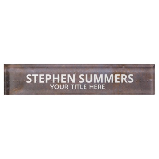 Porte-nom Pour Bureau Aspect métallique industriel Texture (Devant)