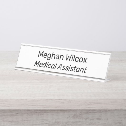 Porte-nom Pour Bureau Assistant Médicale blanc (Devant)