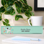 Porte-nom Pour Bureau Astronaut Space Doodle Data Scientist