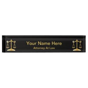 Porte-nom Pour Bureau Avocat de la loi Avocat - Noir et or