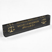 Porte-nom Pour Bureau Avocat professionnel Black Gold