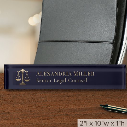 Porte-nom Pour Bureau Avocat professionnel bleu marine