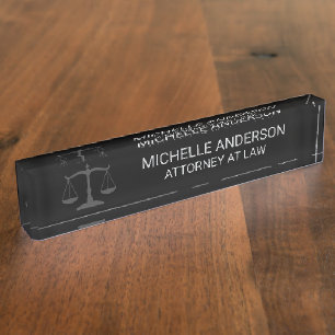 Porte-nom Pour Bureau Avocat professionnel noir blanc