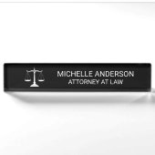 Porte-nom Pour Bureau Avocat professionnel noir blanc (Devant)