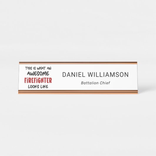 Porte-nom Pour Bureau Awesome pompier Funny pompier (Devant)
