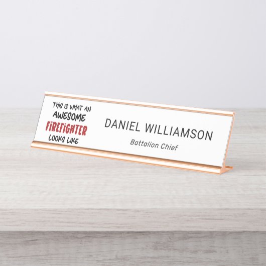 Porte-nom Pour Bureau Awesome pompier Funny pompier (Devant)