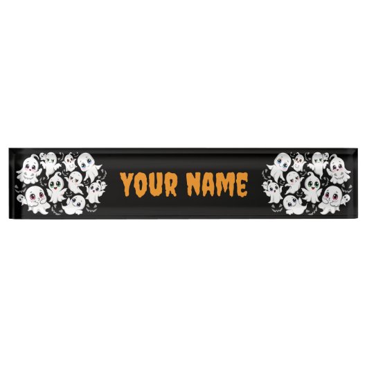 Porte-nom Pour Bureau Baby Ghosts Éffrayant mignon Halloween humeur (Devant)