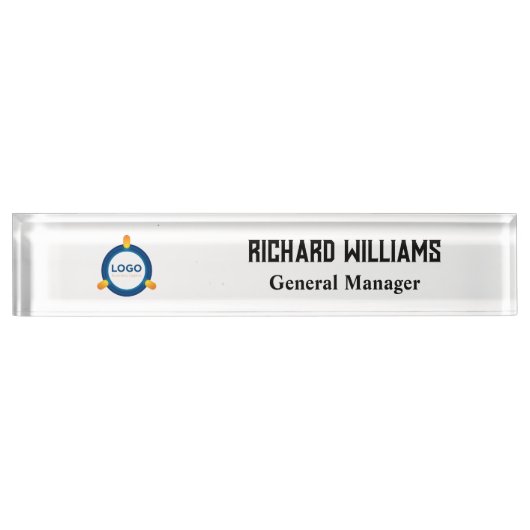 Porte-nom Pour Bureau Badge personnalisé avec logo de l'employé, aimanté (Devant)