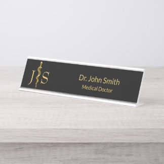 Porte-nom Pour Bureau Baguette classique d'Asclepius Gold sur Médicale n