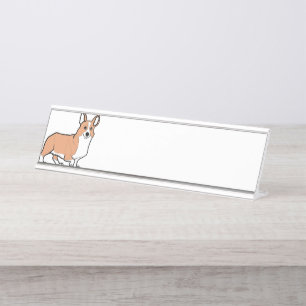 Porte-nom Pour Bureau bande dessinée de faon de corgi de gallois de