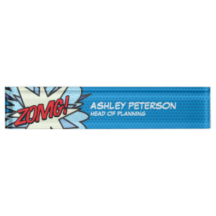 Porte-nom Pour Bureau Bande dessinée Pop Art Flash ZOMG