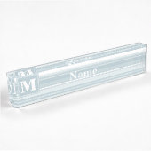 Porte-nom Pour Bureau Bandes bleu glace monogramme