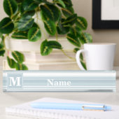 Porte-nom Pour Bureau Bandes bleu glace monogramme
