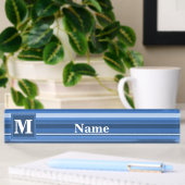 Porte-nom Pour Bureau Bandes bleu monogramme