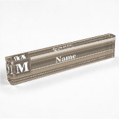 Porte-nom Pour Bureau Bandes brunes monogrammes