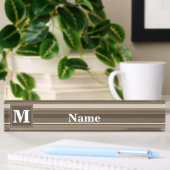 Porte-nom Pour Bureau Bandes brunes monogrammes