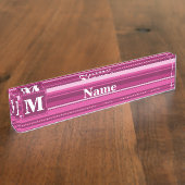 Porte-nom Pour Bureau Bandes de monogramme fuchsia (Taille)