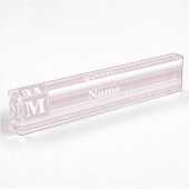 Porte-nom Pour Bureau Bandes de quartz roses monogrammes