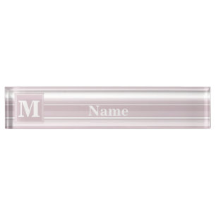 Porte-nom Pour Bureau Bandes de quartz roses monogrammes