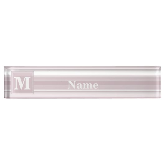 Porte-nom Pour Bureau Bandes de quartz roses monogrammes (Devant)