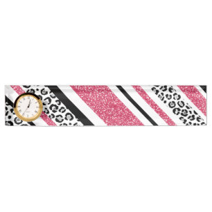 Porte-nom Pour Bureau Bandes d'empreinte de léopard de parties scintill