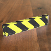 Porte-nom Pour Bureau bandes diagonales noir et jaune (Taille)