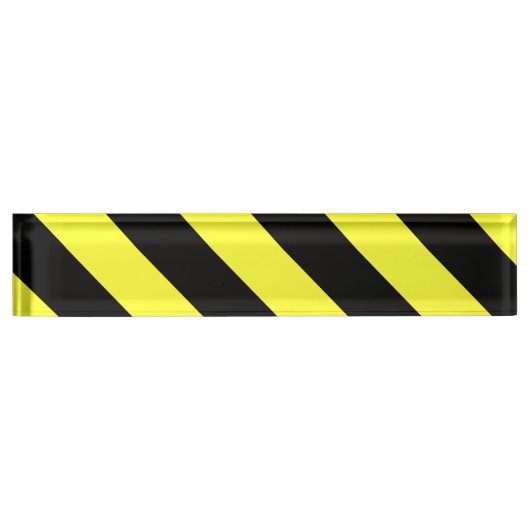 Porte-nom Pour Bureau bandes diagonales noir et jaune (Devant)