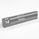 Porte-nom Pour Bureau Bandes gris monogramme