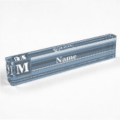 Porte-nom Pour Bureau Bandes gris monogramme