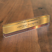 Porte-nom Pour Bureau Bandes métalliques d'or (Taille)