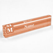Porte-nom Pour Bureau Bandes orange monogrammes