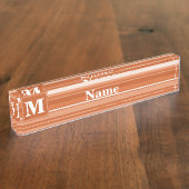 Porte-nom Pour Bureau Bandes orange monogrammes (Taille)