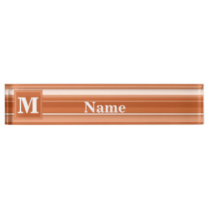 Porte-nom Pour Bureau Bandes orange monogrammes